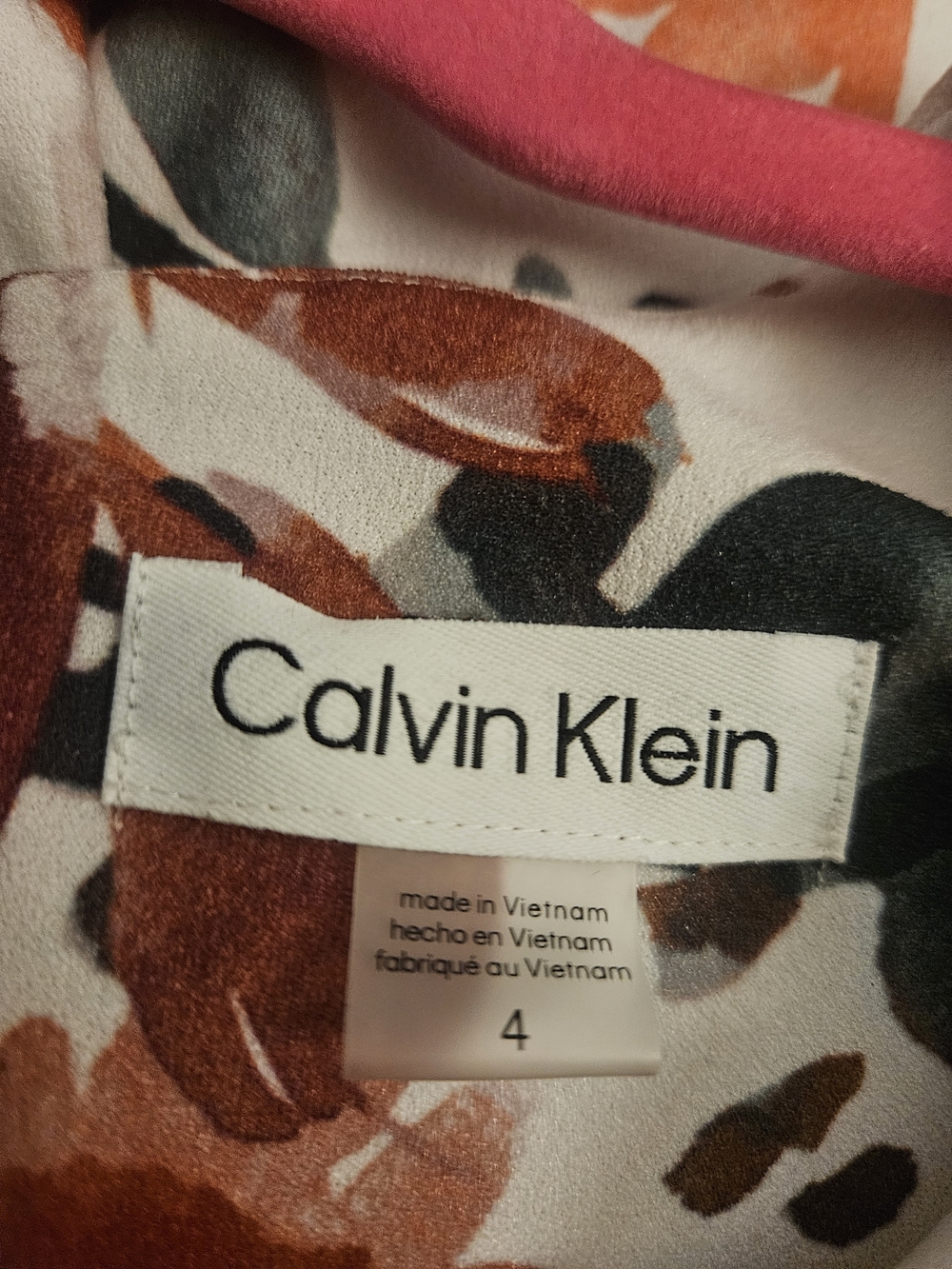 Calvin Klein Floral Fit & Flare Midi Dress Sleeveless Cream Orange Size 4 - Picture 8 of 9